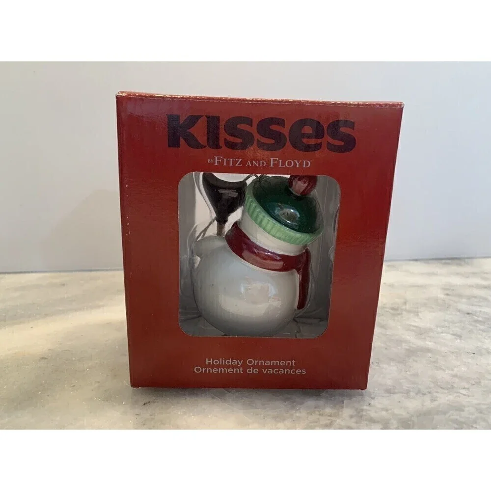 KISSES Fitz and Floyd Snowman with Chocolate Kisses Christmas Ornament